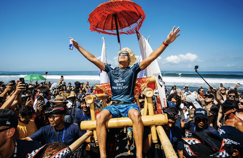 Kanoa Igarashi (pictured) celebrating.